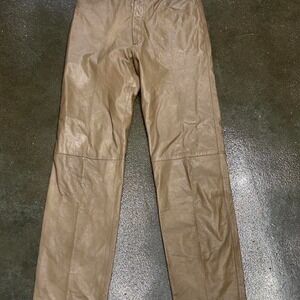 Vintage 90s J Parlo Tan Brown Leather Pants Women's 30 x 30
